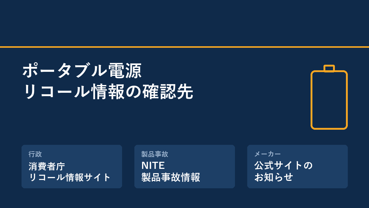 ポータブル電源のリコール情報の確認先（消費者庁・NITE・メーカー公式）